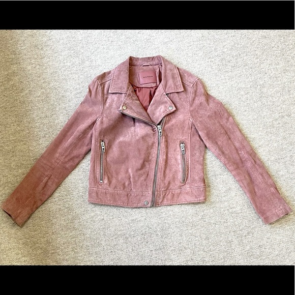 BlankNYC Pink Suede Moto Jacket In Coral Cedar Size M - Picture 5 of 14